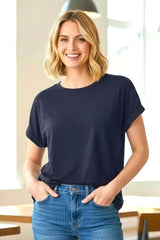 Navy French Terry Maternity Top