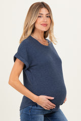 Navy French Terry Maternity Top