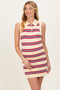 Butter Striped Knit Sleeveless Maternity Polo Dress