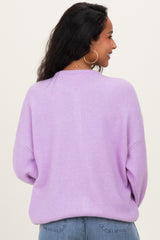 Lavender Classic Crew Neck Maternity Button Cardigan