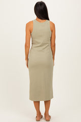 Light Olive Ribbed Tank Midi Dress
