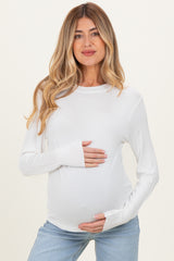 White Ruffle Detail Long Sleeve Maternity Top