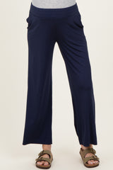 Navy Ankle Wide Leg Maternity Pants