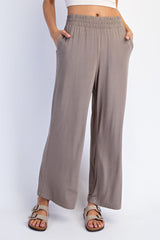 Taupe Ankle Wide Leg Maternity Pants