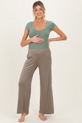 Taupe Ankle Wide Leg Maternity Pants