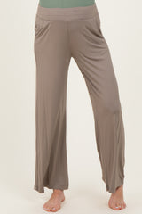 Taupe Ankle Wide Leg Maternity Pants