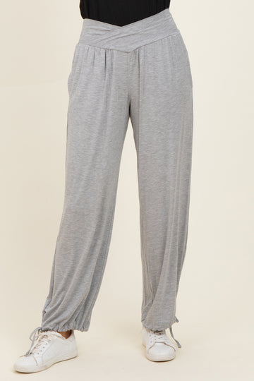 Heather Grey Crossover Waist Pants