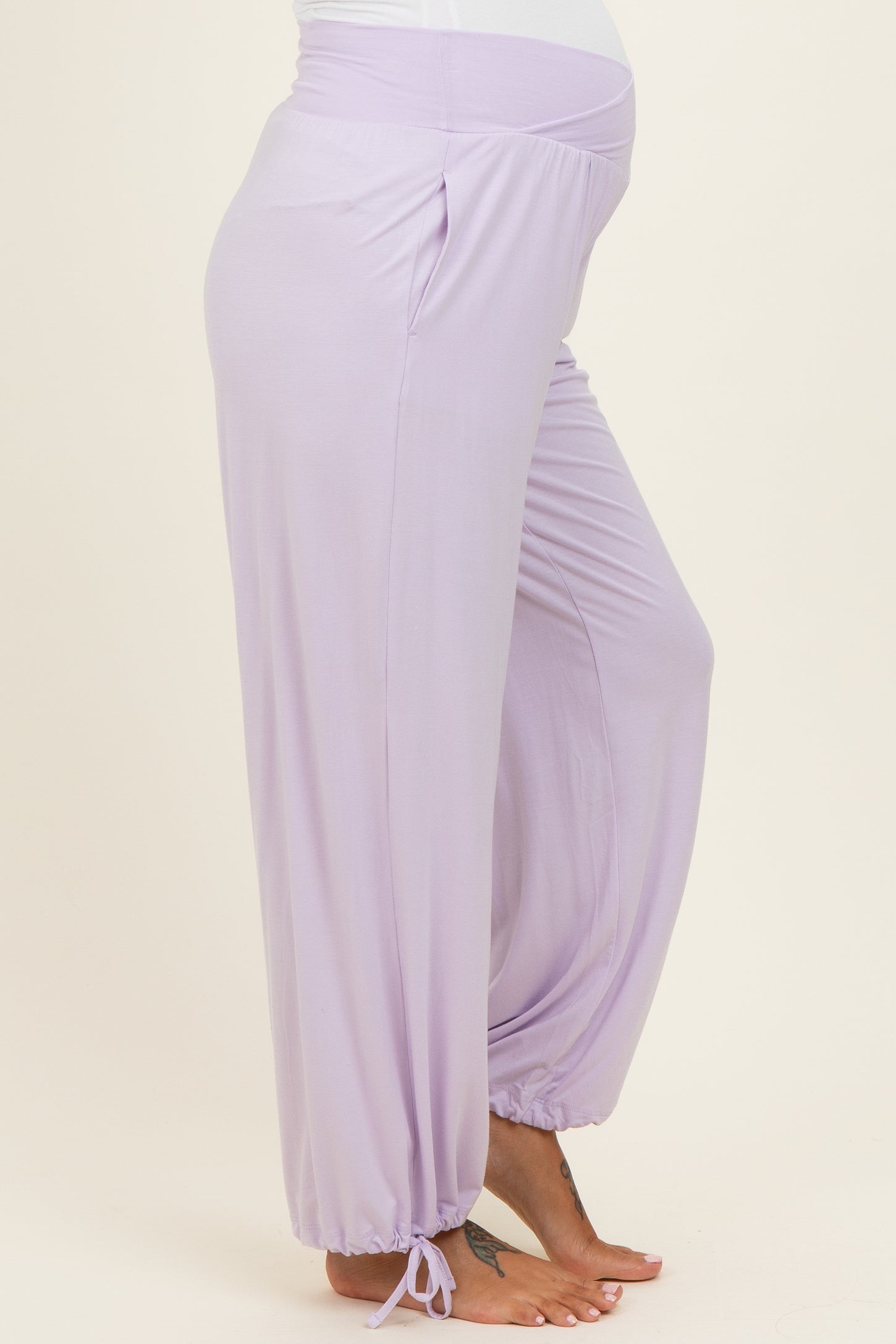 Lilac Crossover Waist Maternity Pants