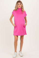 Pink Mock Neck Maternity Mini Dress