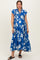 Royal Blue Floral Crochet Lace Accent Maternity Midi Dress
