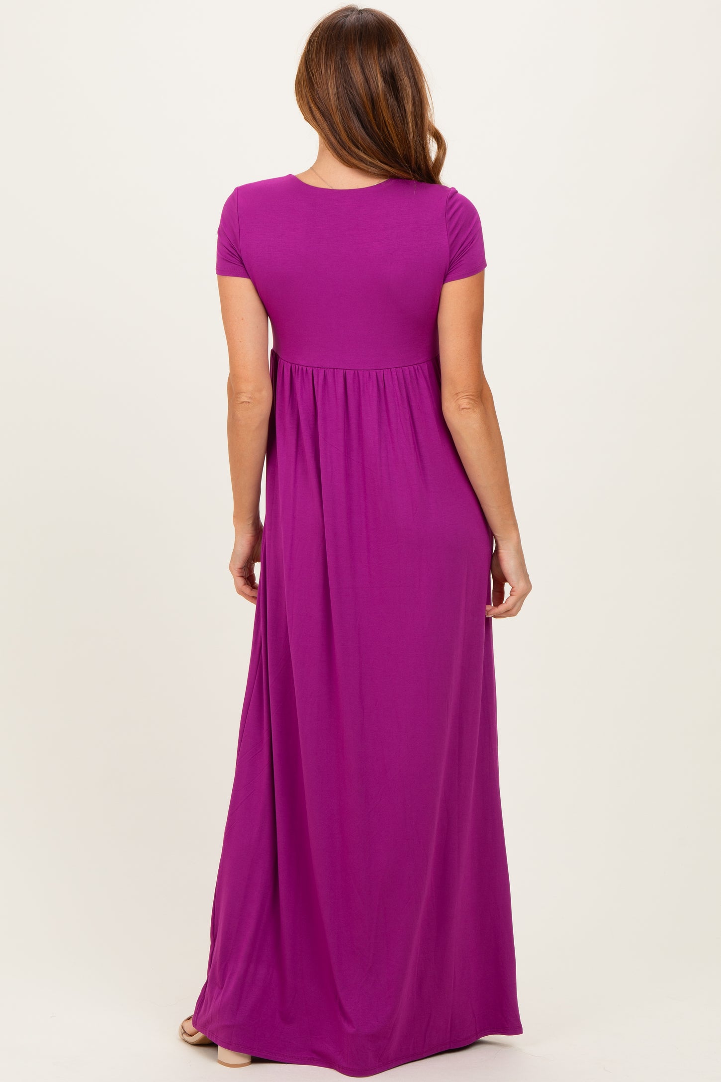 nursing pink dress Bright Pink Floral Chiffon Pleated Nursing Midi Dress
