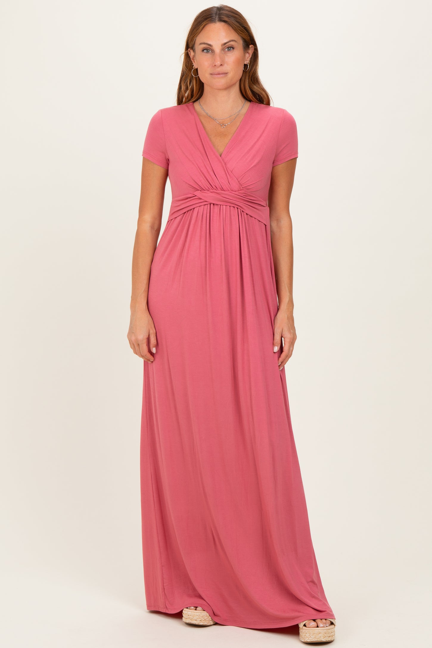 pink blush maternity maxi dress PinkBlush Mauve Draped Maternity/Nursing Maxi Dress