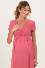 PinkBlush Mauve Draped Maternity/Nursing Maxi Dress