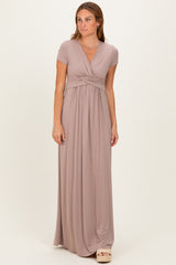 PinkBlush Mocha Draped Nursing Maxi Dress