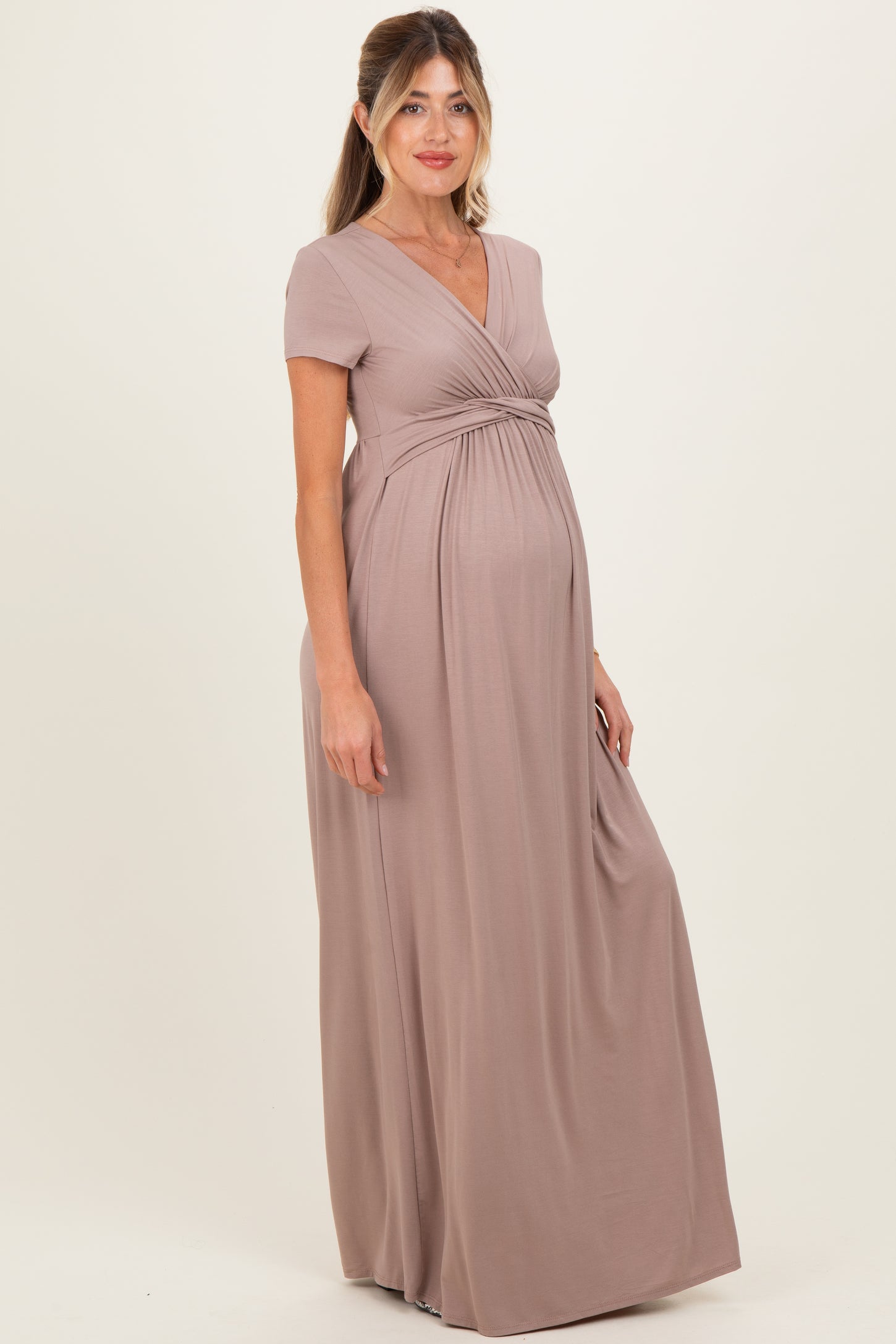 PinkBlush Mocha Draped Maternity/Nursing Maxi Dress PinkBlush Mocha Draped Maternity/Nursing Maxi Dress