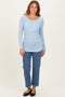 Light Blue Ribbed Crossover Nursing Top
