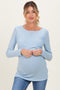 Light Blue Ribbed Crossover Maternity/Nursing Top