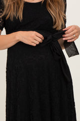 Black Lace Sash Tie Maternity Gown