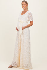 Ivory Lace Sash Tie Maternity Gown