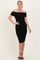 Black Ruched Mesh Off Shoulder Midi Dress