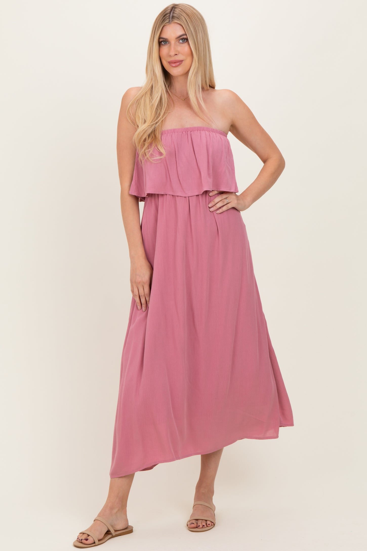 strapless maternity maxi dress OYang Women's Maternity Dresses Boho Strapless Summer Casual Floral Maxi Dress Light Green-2XL