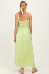 Lime Textured Smocked Maternity Maxi Dress