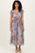 Multicolor Floral Mesh Smocked Cinched Bodice Midi Dresses