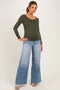 Medium Wash Wide Leg Maternity Jeans