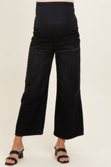 Washed Black Maternity Crop Wide Leg Jeans