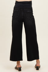 Washed Black Maternity Crop Wide Leg Jeans