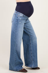 Medium Wash Maternity Wide Leg Jeans