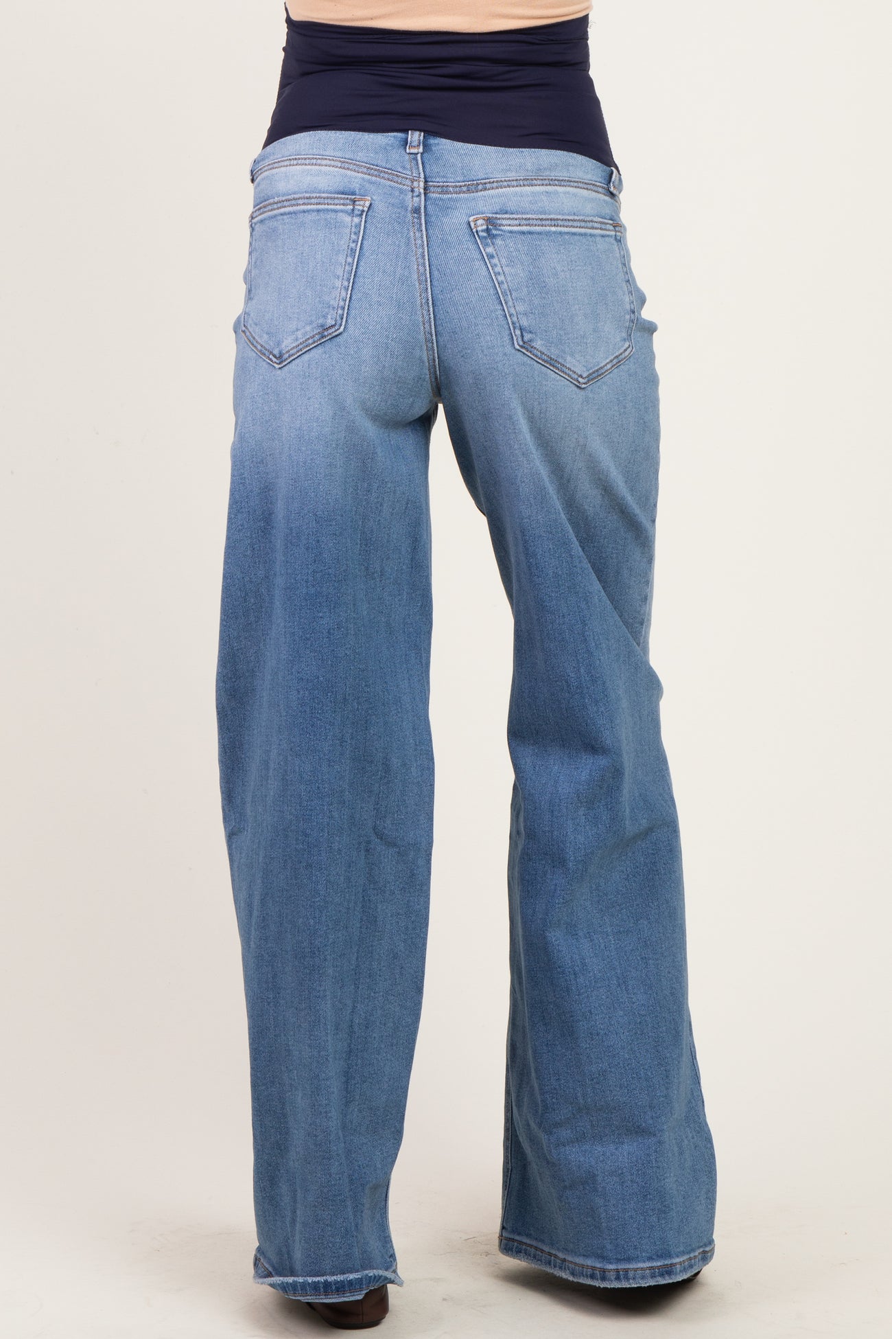 Medium Wash Maternity Wide Leg Jeans