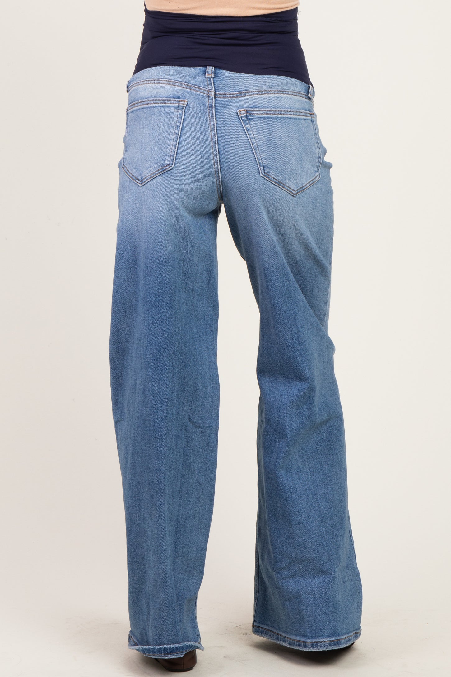 Medium Wash Maternity Wide Leg Jeans
