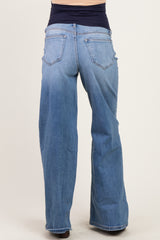Medium Wash Maternity Wide Leg Jeans