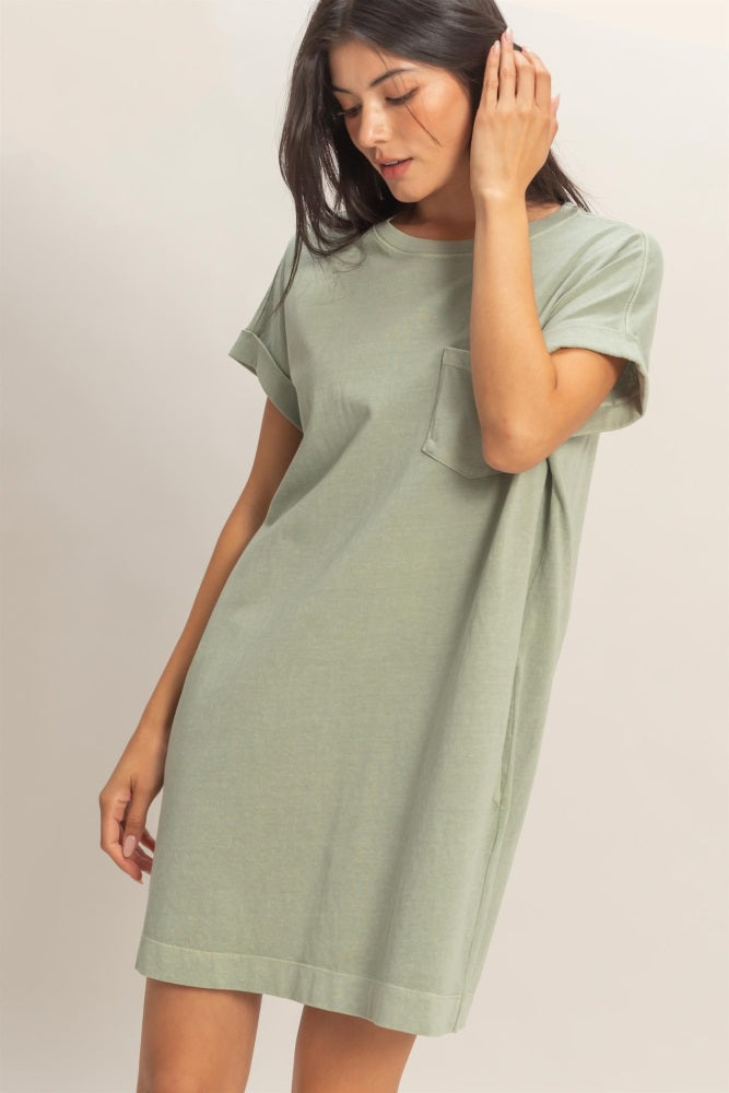 Sage Green T-Shirt Mini Dress – PinkBlush