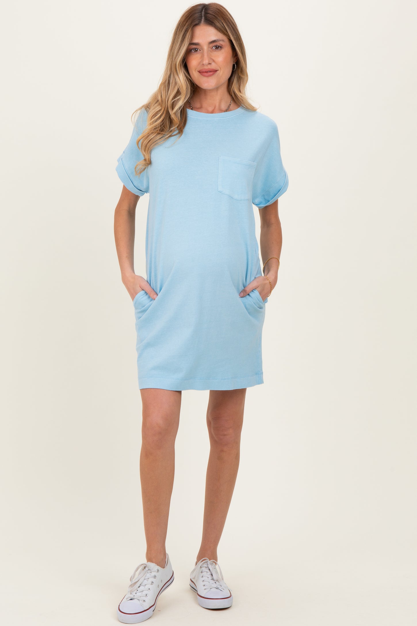 Aqua Blue Maternity T-Shirt Mini Dress Aqua Blue Maternity T-Shirt Mini Dress