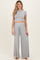 Heather Grey Short Sleeve Crop Top Wide Leg Pant Maternity Set