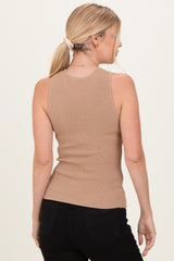 Dark Taupe Ribbed Knit Tank Top