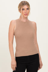 Dark Taupe Ribbed Knit Maternity Tank Top