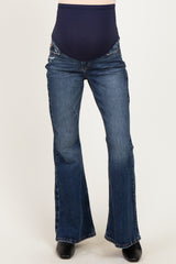 Dark Wash Relaxed Flare Maternity Jeans