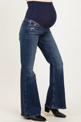 Dark Wash Relaxed Flare Maternity Jeans