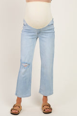 Light Wash Maternity Crop Dad Jeans
