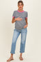 Light Boyfriend Crop Single Cuffed Maternity Jeans