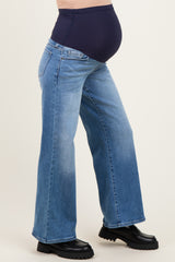Medium Wash Wide Leg Maternity Jeans