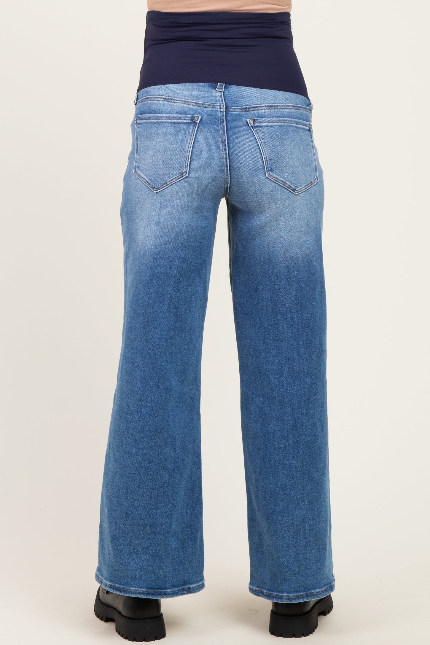 Medium Wash Wide Leg Maternity Jeans