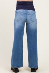 Medium Wash Wide Leg Maternity Jeans