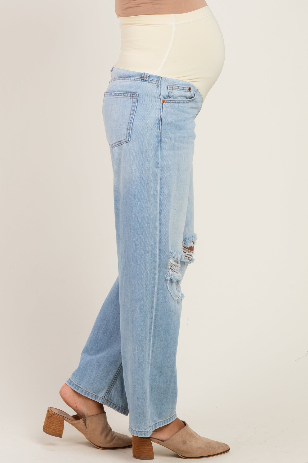 Light Wash Maternity Baggy Jean