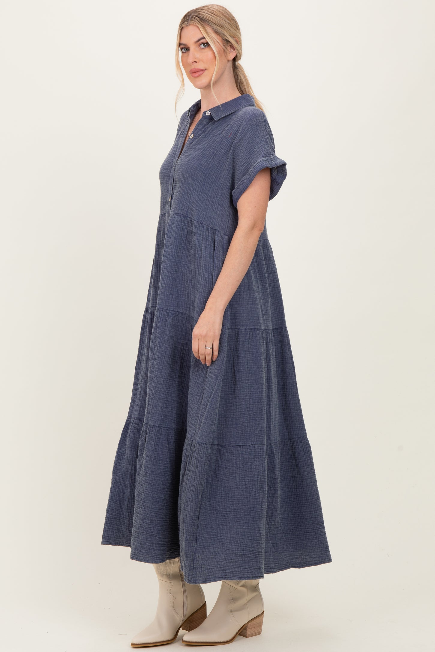 Navy Breezy Mineral-Washed Gauze Maxi Shirt Dress – PinkBlush Navy Breezy Mineral-Washed Gauze Maxi Shirt Dress – PinkBlush