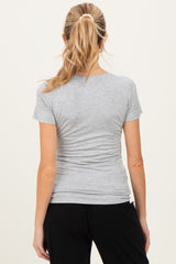 Heather Grey Short Sleeve Scoop Neck Maternity Knit T-Shirt