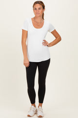 White Short Sleeve Scoop Neck Knit T-Shirt